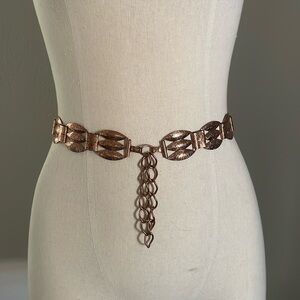 Vintage Mid Century Copper Belt Floral Chain Belt